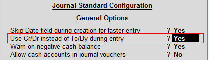 Journal standard configuration