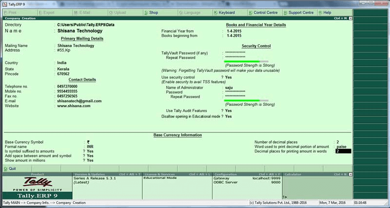 Tally epr9 software
