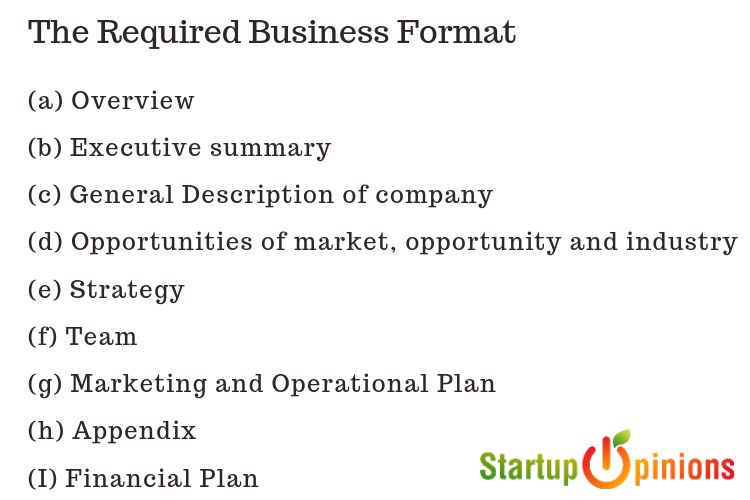 business plan table of contents