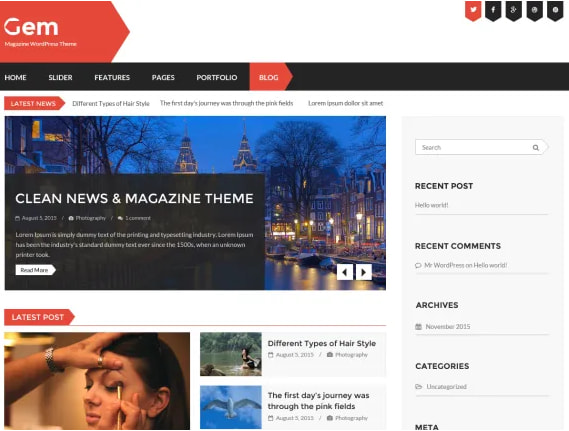 Gem wordpress theme
