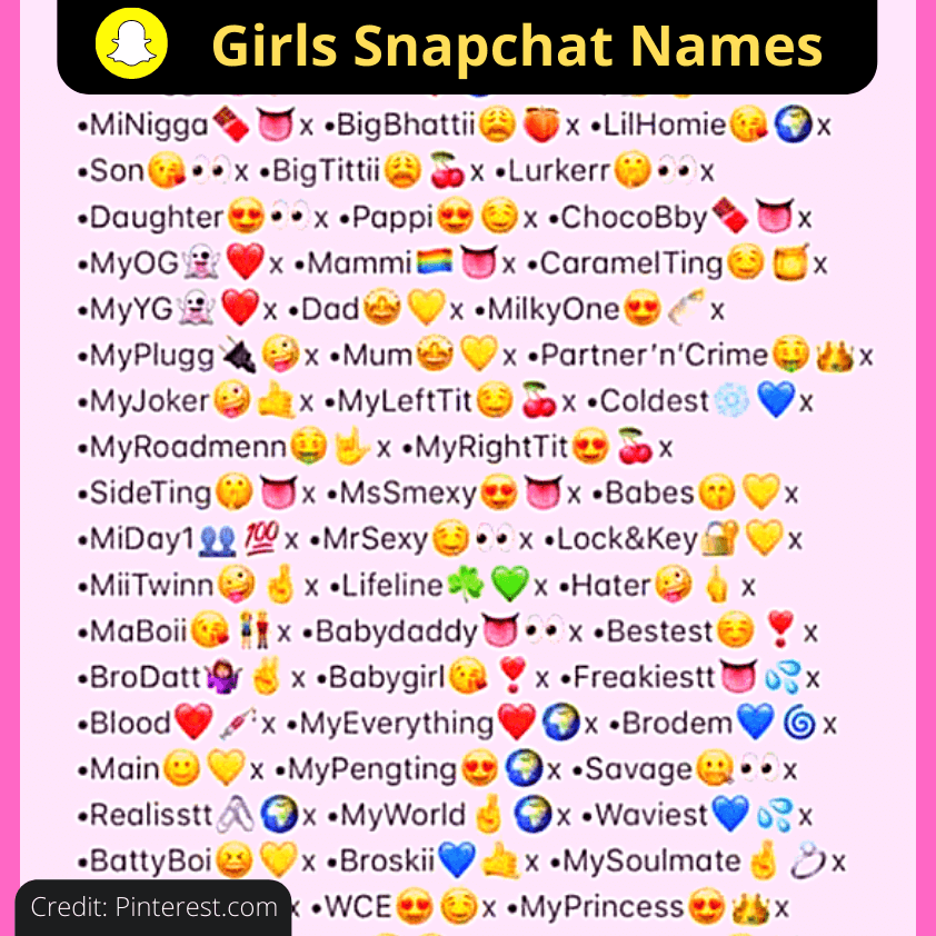 snapchat name ideas for girls