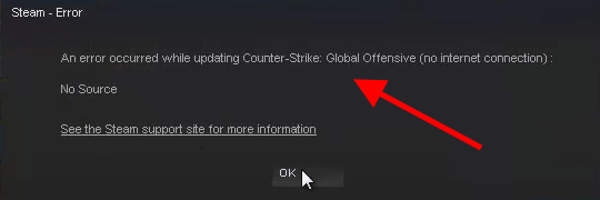 an error occurred while updating steam