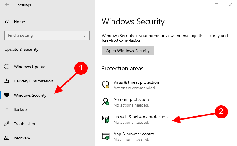 disabling firewall in windows 10