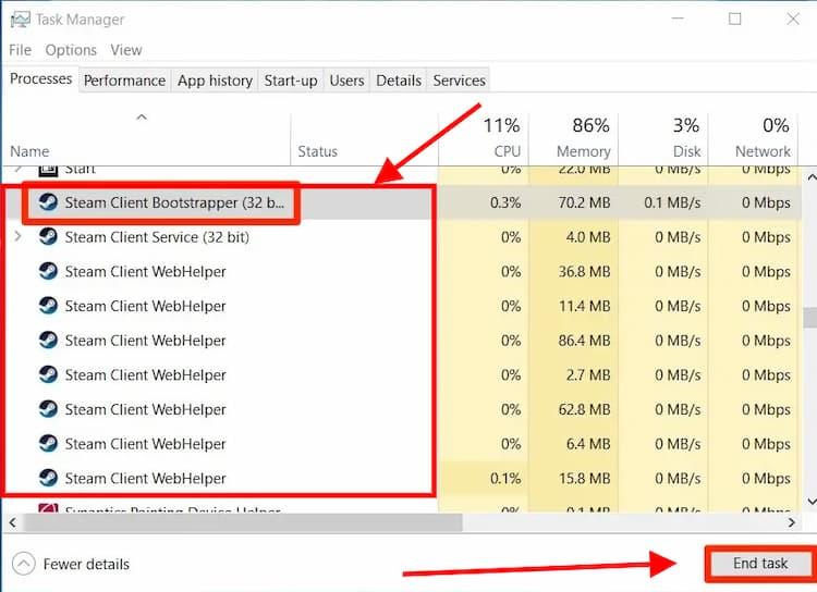 steam stop process