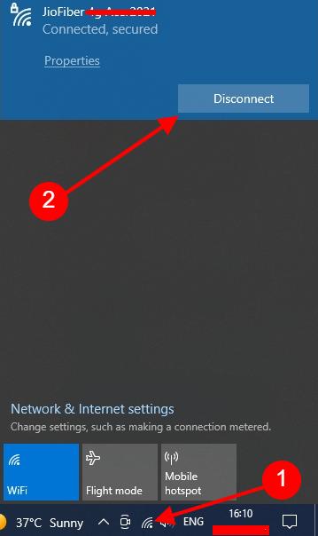 disconnect internet windows 10