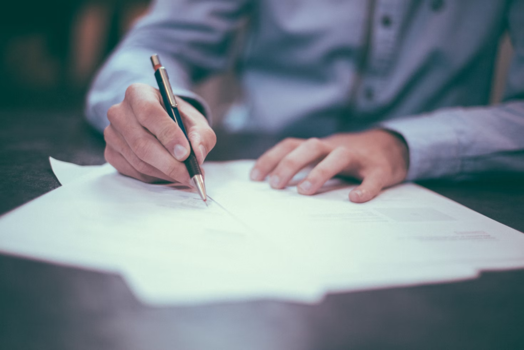 Signing contract