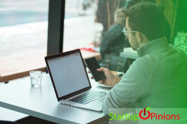 Attenting meeting in cafe