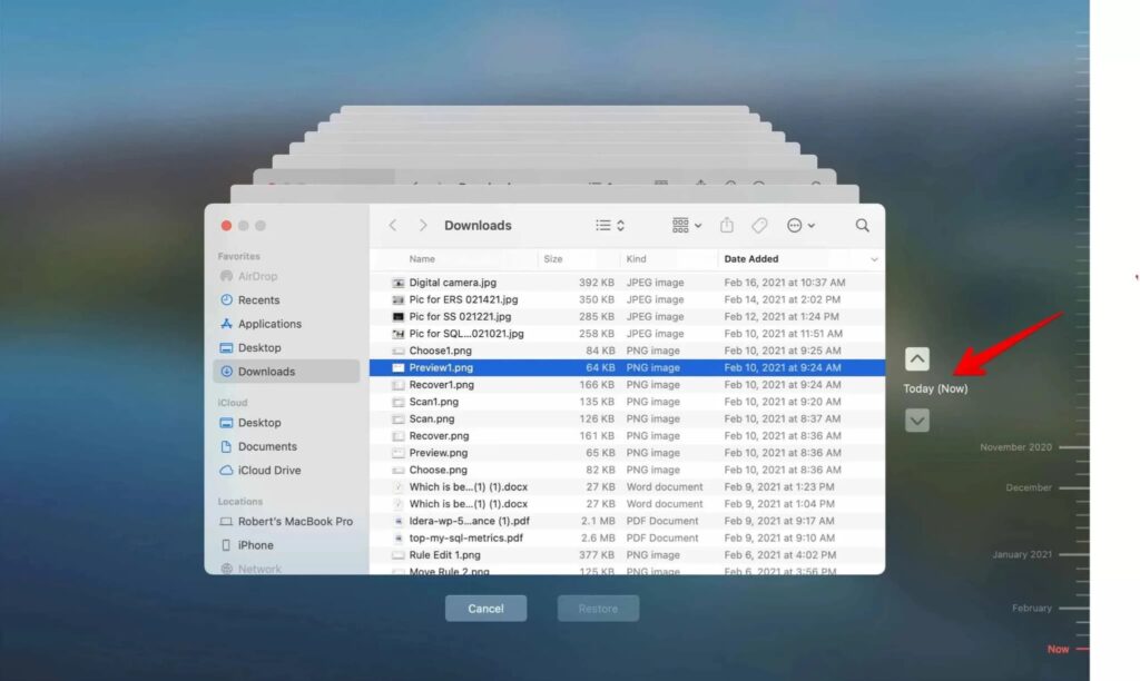 restore file place