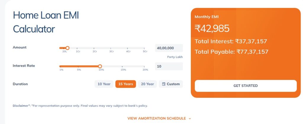 Home loan emi calculator
