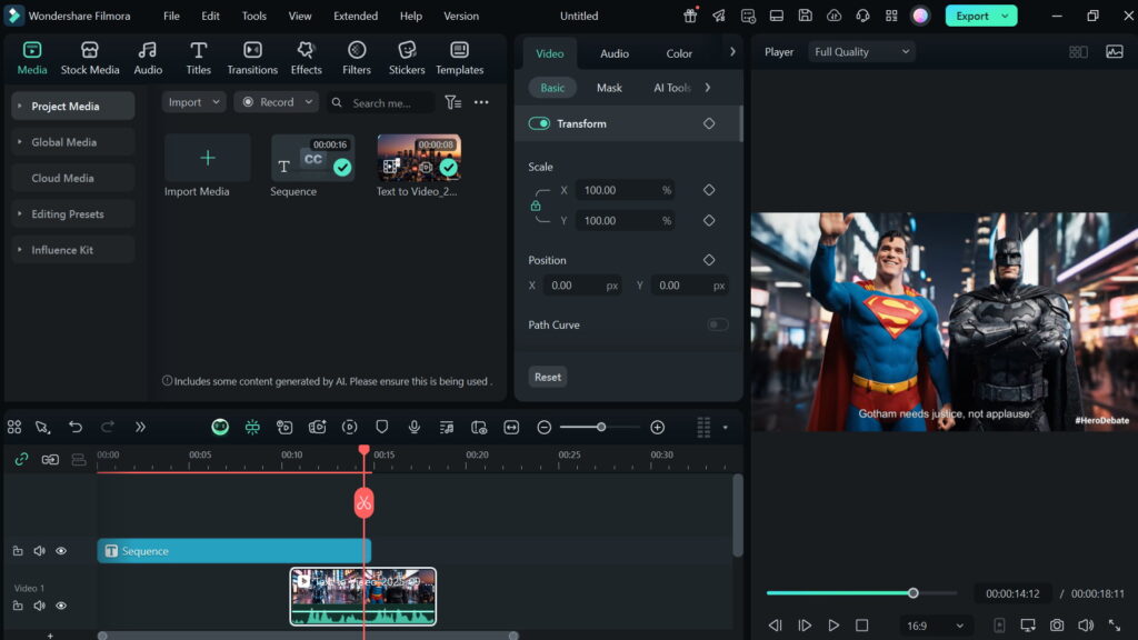 wondershare timeline